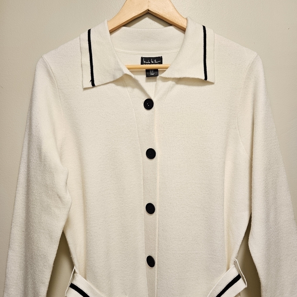 Nicole Miller New York Women's Button Front Belted Mini Sweater Dress Size M. - Picture 7 of 16